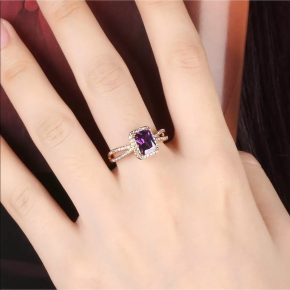 🎉Size 9 left ! –18k amethyst sapphire ring - Picture 4 of 5